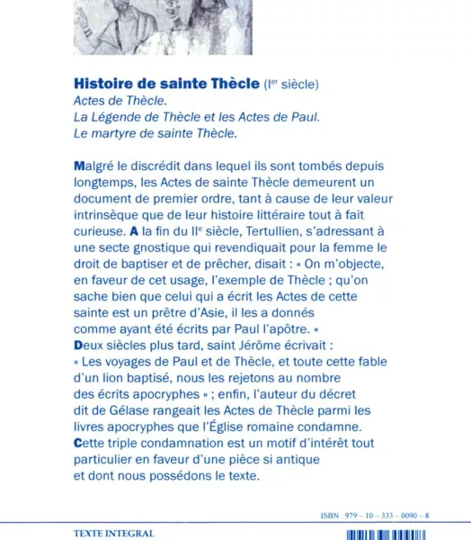 HISTOIRE DE SAINTE THECLE